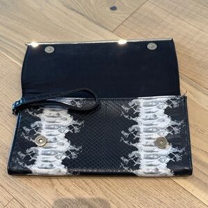 Black and White Snakeskin Clutch